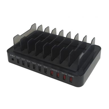 USB A 10-Port Smart IQ Powerstation - Black (5V/13.2A)