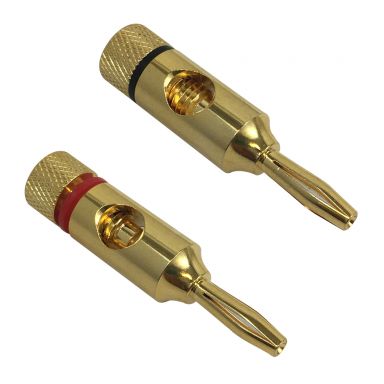 Banana Clip Screw Down Connectors, 1 Pair -Black/Red