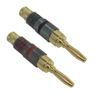 Premium Banana Clip Screwdown Connectors, 1 Pair -Black/Red