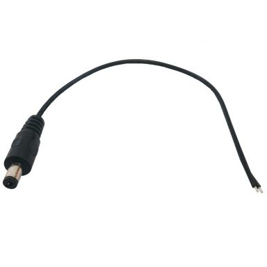 DC Power Connector Male 2.1 mmx 5.5 mm (8 Inch Pigtail,22 awg)