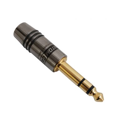TRS (1/4 Inch) Stereo Male Solder Connector (9.5 mm ID)-Black