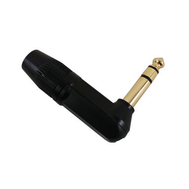 TRS (1/4 Inch) Stereo Male Solder Right Angle Connector- Black