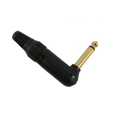 TS (1/4 Inch) Mono Male Solder Right Angle Connector- Black