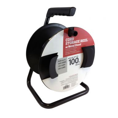Cord Reel with Metal Stand -Black
