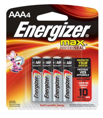 Energizer MAX Triple A (AAA) Alkaline Batteries - Pack of 4