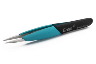 Tweezer straight, inside-serrated tips, Anti-magnetic, Swiss Made, Ergonomic