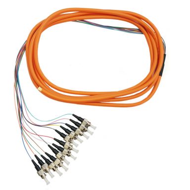 3M ST/PC 12-Fiber OM1 Multimode Simplex 62.5 Micron- 900UM Jacketed Pigtail -
