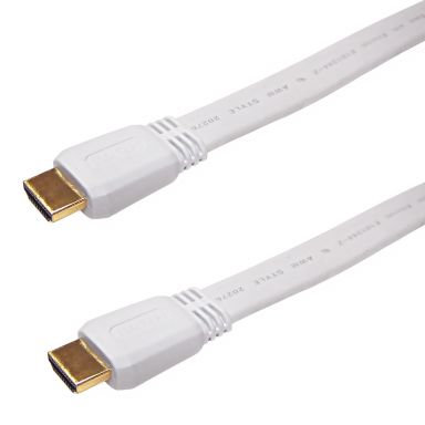 Flat HDMI High Speed with Ethernet 4K@60Hz Cable  FT4 -White - 3 ft