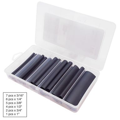 HSK-3100 - Heat Shrink Kit, 3:1 Black, 25 Pieces