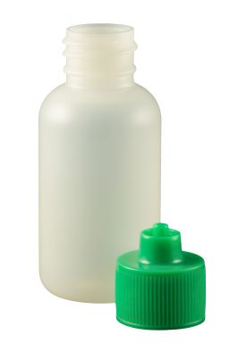 JG1.0BC-G - 1 oz. Bottle LDPE Boston Round w/ Green Luer Lock Cap - Pack of 10 pcs
