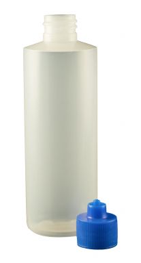 JG4.0BC-B - 4 oz. Bottle LDPE Cylinder w/ Blue Luer Lock Cap - Pack of 10 pcs
