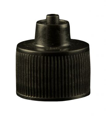 JGC-512 - 1, 2 & 4 oz. Black Luer Lock Bottle Cap - Neck Size 20-410 - Pack of 100 pcs