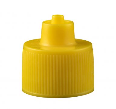JGC-512Y - 1, 2 & 4 oz. Yellow Luer Lock Bottle Cap - Neck Size 20-410 - Pack of 100 pcs