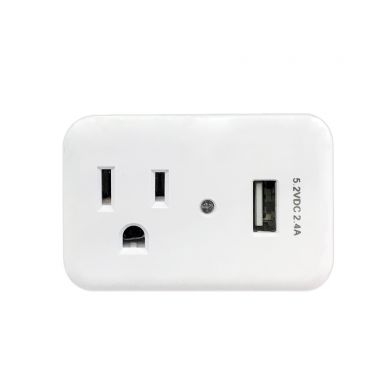1 Outlet Power Tap - 150J Surge Protection, 1 Fast Charge USB Port - White