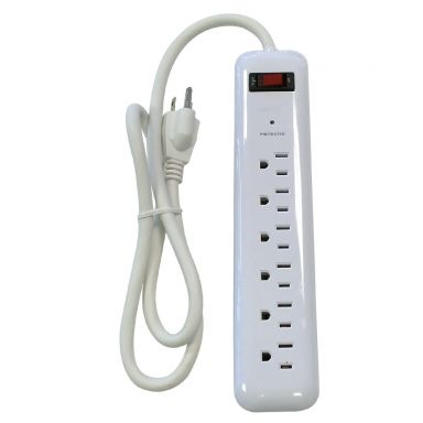 6 Outlet Surge Protector -750J, 3 ft Cord - White