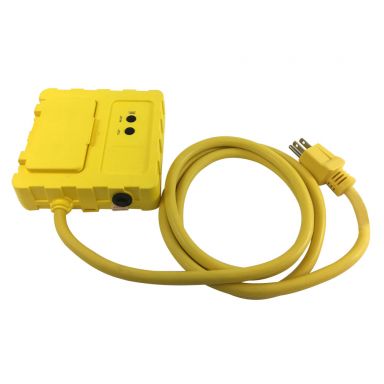 5-15P to Duplex Junction Box with Built-In GFCI - 12 awg -SJTW - Yellow - 6 ft