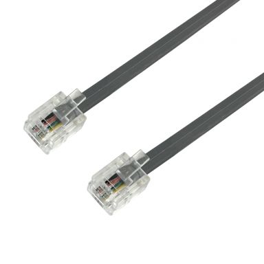 RJ11 Modular Data Cable Straight Through 6P4C - 1 ft - Silver