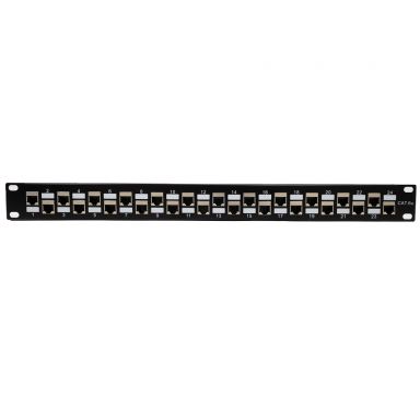 24-Port Cat6A Shielded Patch Panel, 19" Rack Mount 1U -Pass-Through