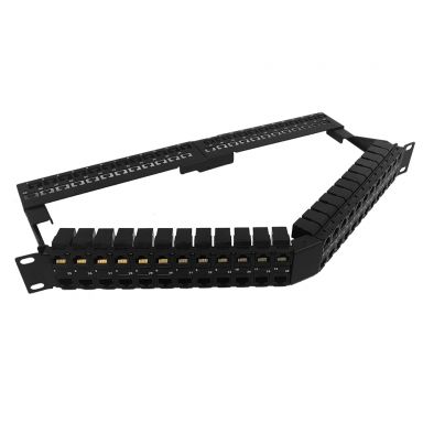 48-Port Angled Cat5E Patch Panel, 19" Rack Mount 2U -Pass-Through