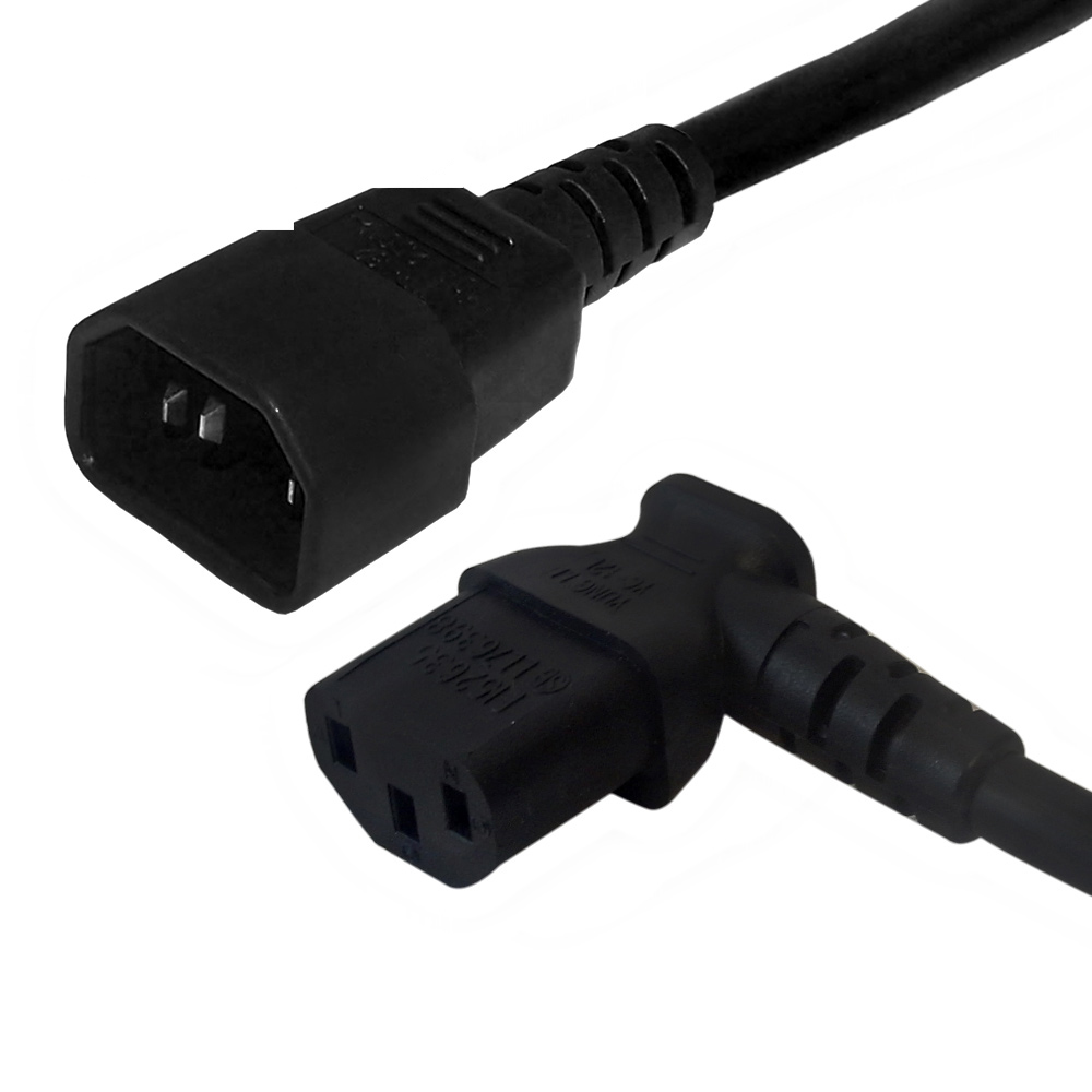 accessotronik.com: IEC C13 Left Angle to IEC C14 Power Cable - 18 awg ...