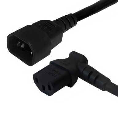 IEC C13 Left Angle to IEC C14  Power Cable - 18 awg - SJT Jacket  - 6 ft