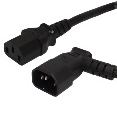 IEC C13 to IEC C14 Left Angle Power Cable - 18 awg - SJT Jacket  - 6 ft