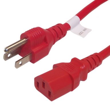 Nema 5-15P to IEC C13 Power Cable - SJT Jacket - Shielded- 3 ft