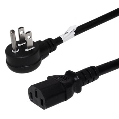 Nema 5-15P Up Angle to IEC C13 Power Cable - SJT Jacket- 3 ft