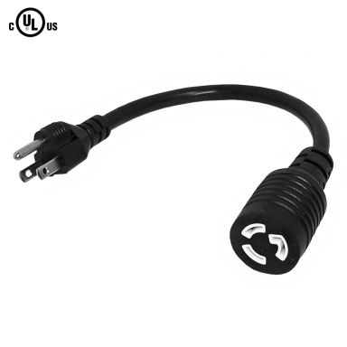 Nema 5-15P to Nema L5-15R Power Cable - 14 awg - SJT Jacket - 1 ft