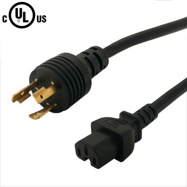 L6-20P to C15 Power Cable -14 awg - SJT Jacket - 12 ft