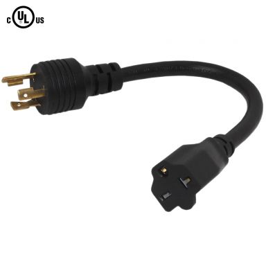 Nema L6-20P to Nema 6-20R Power Cable - 12 awg - SJT Jacket - 1 ft