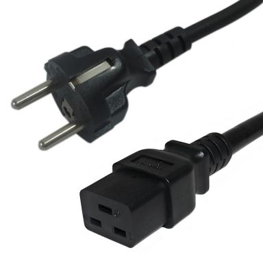 Schuko Cee 7/7 (Euro) to C19- H05VV-F 1.5 (15A 250V) Power Cable - 2M