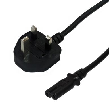 BS1363 (Uk) to IEC-C7 -H05VV-F 0.75 (2.5A 250V) Power Cable - 2M