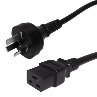 2M AS3112 (Australia) to IECc19 Power Cord - H05VV-F 1.0(10A 250V) - Black
