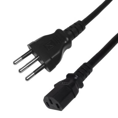 CEI 23-16 (Italy) to IEC C13- H05VV-F 1.0 (10A 250V) Power Cord - 2M