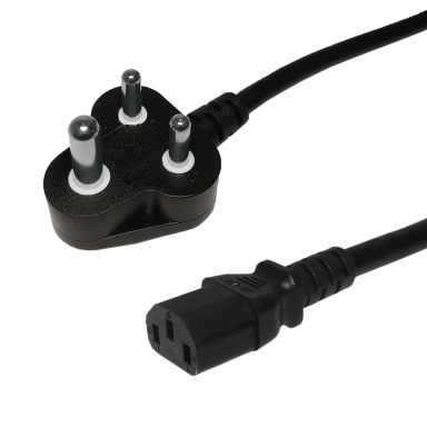 BS546 (South Africa) to IEC C13 - H05VV-F 1.0 (6A 250V) Power Cord