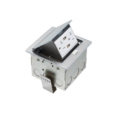 Countertop Pop-Up Power Receptacle Box (20A 125V) +2X USB - Stainless Steel