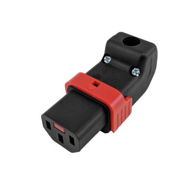 C13 Locking Power Cord Connector - Screw On - Up or Down Angle (IEC-Lock Part #: