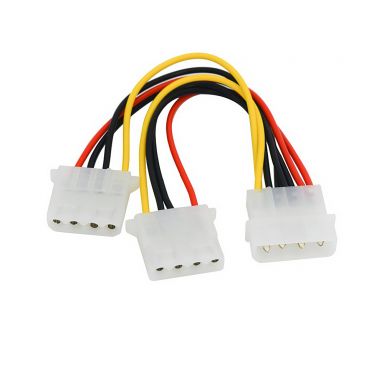 8 Inch LP4 Male to 2X LP4 Female Internal Pc Power Splitter Cable