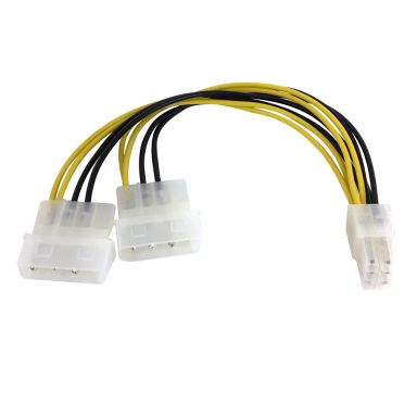 8 Inch 6-Pin PCI Female to 2XLP4 Male Internal Pc Power Splitter Cable