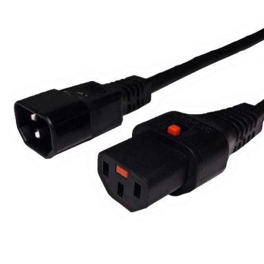 Locking C13 to C14 Power Cable - SJT Jacket - 1 ft