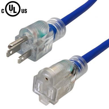 Outdoor All-Weather Extension Cord - 5-15P to 5-15R - SJEOW- Power Indicator Light - 25 ft