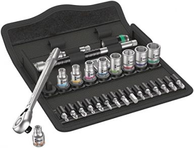 8100 SA 11 Zyklop Metal Ratchet Set with switch lever, 1/4" drive, Imperial, 28 pieces