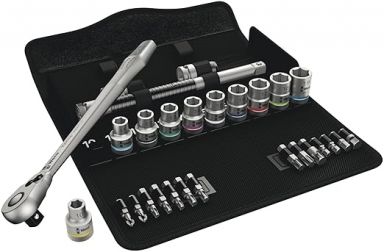8100 Sc 8 Zyklop Metal Ratchet Set with switch lever, 1/2" drive, Metric, 28 pieces