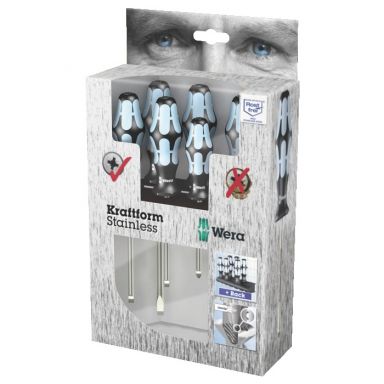 3334/6 Screwdriver set, stainless and rack, 6 pieces