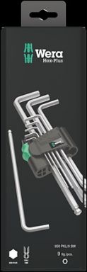 950/9 Hex-Plus 1 SB L-Key set, Metric, chrome-plated, 9 pieces