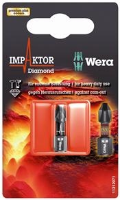 073921 Diamond Coated Pozidriv Bit, Impaktor Carded 855/1 Imp Dc Pz 2 X 25 mm Sb