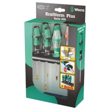 334/6 Rack Screwdriver set Kraftform Plus Lasertip and rack, 6 pieces