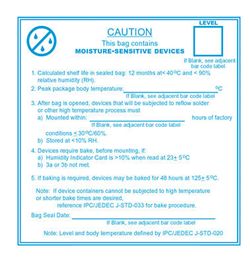 Moisture Warning Label, IPC/JEDEC J-STD-020, 4 in. x 4 in., 100 per roll