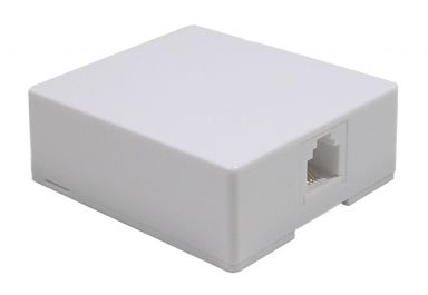 Surface Mount Wall Jack (Single) White 6P/4C